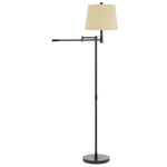 Benzara Metal Floor Lamp with Swing Arm and Tubular Stand, Beige and Black