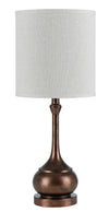 Benzara Elongated Bellied Shape Metal Accent Lamp with Drum Shade, Rustic Bronze