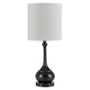 Benzara Elongated Bellied Shape Metal Accent Lamp with Drum Shade, Black