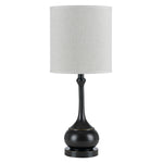 Benzara Elongated Bellied Shape Metal Accent Lamp with Drum Shade, Black