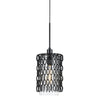 Benzara Glass Shade Pendant Lighting with Chain Design Frame and Canopy, Black