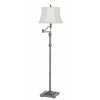 Benzara Metal Floor Lamp with Swing Arm and Tubular Stand, White and Antique Silver