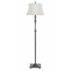 Benzara Tubular Metal Body Floor Lamp with Fabric Bell Shade, White and Silver