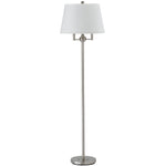 Benzara Metal Floor Lamp with Tapered Drum Shade and Stalk Support, Silver