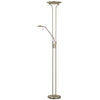 Benzara 2 Metal Heads Torchiere Floor Lamp with Dimmer Control, Chrome