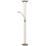 Benzara 2 Metal Heads Torchiere Floor Lamp with Dimmer Control, Chrome