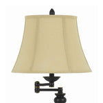 Benzara Metal Swing Arm Table Lamp with Pedestal Base and Empire Shade, Black