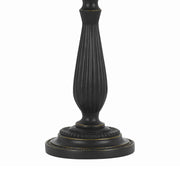 Benzara Metal Swing Arm Table Lamp with Pedestal Base and Empire Shade, Black