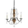 Benzara Scroll Metal Frame Chandelier with Hanging Crystals and Wrapped Rope,Bronze