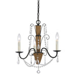 Benzara Scroll Metal Frame Chandelier with Hanging Crystals and Wrapped Rope,Bronze