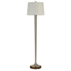 Benzara Tubular Metal Body Floor Lamp with Tapered Fabric Shade, Silver and White