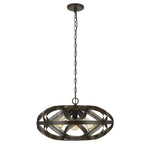 Benzara Round Metal Mesh Design Pendant Fixture with Chain, Dark Bronze