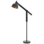 Benzara Round Shade Metal Floor Lamp with Adjustable Stalk Support, Black