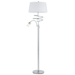 Benzara Metal Floor Lamp with Stalk Support and Gooseneck Design Light, Silver