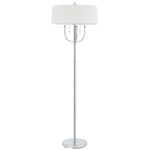 Benzara Metal Floor Lamp with Corkscrew Design Stalk Support and Drum Shade, Silver