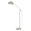 Benzara Metal Arc Design Floor Lamp with Round Base and Stalk Support, Silver