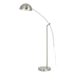 Benzara Metal Arc Design Floor Lamp with Round Base and Stalk Support, Silver