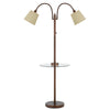 Benzara Metal Floor Lamp with 2 Gooseneck Design Shade, Rustic Bronze