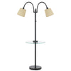 Benzara Metal Floor Lamp with 2 Gooseneck Design Shade and 3 Way Switch, Black