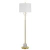 Benzara Tubular Metal Body Floor Lamp with Fabric Drum Shade, Gold and White
