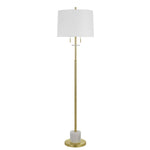 Benzara Tubular Metal Body Floor Lamp with Fabric Drum Shade, Gold and White