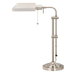 Benzara Metal Rectangular Desk Lamp with Adjustable Pole, Silver
