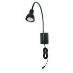 Benzara Metal Round Wall Reading Lamp with Plug In Switch, Black
