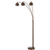 Benzara Metal Round 3 Arched Floor Lamp with Uno Style Shade, Bronze