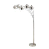 Benzara Metal Round 5 Arched Floor Lamp with Uno Style Shade, Silver