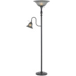 Benzara Metal Round Torchiere Lamp with Adjustable Shade, Dark Bronze