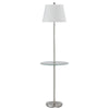 Benzara Metal Round 3 Way Floor Lamp with Spider Type Shade, Silver and Brown