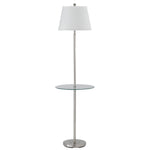 Benzara Metal Round 3 Way Floor Lamp with Spider Type Shade, Silver and Brown
