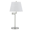 Benzara Metal Round 3 Way 28`` Table Lamp with Spider Type Shade, Silver and White