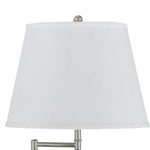 Benzara Metal Round 3 Way 28`` Table Lamp with Spider Type Shade, Silver and White