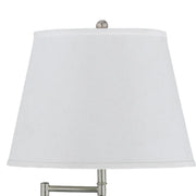 Benzara Metal Round 3 Way 28`` Table Lamp with Spider Type Shade, Silver and White