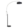 Benzara Metal Floor Lamp with Uno Type Fabric Shade, Black and White