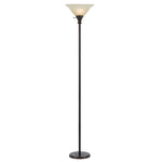 Benzara Metal Round 3 Way Torchiere Lamp with Frosted Glass Shade, Bronze and Gold