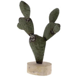 Benzara Metal Cactus Plant Accentdecor with Wooden Round Base, Green