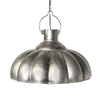 Benzara Farmhouse Metal Scalloped Shade Pendant Lamp with Textured Details, Silver