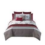 Benzara 8 Piece King Polyester Comforter Set with Floral Print, Multicolor