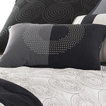 Benzara 7 Piece King Size Cotton Comforter Set with Geometric Print, Gray and Black