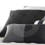 Benzara 7 Piece King Size Cotton Comforter Set with Geometric Print, Gray and Black