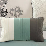 Benzara 8 Piece Queen Polyester Comforter Set with Floral Embroidery, Multicolor