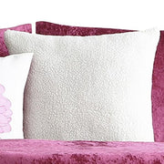 Benzara 4 Piece Velvet Twin Size Comforter Set with Accent Pillows, Pink