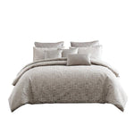 Benzara 9 Piece Queen Polyester Comforter Set with Jacquard Print, Gray