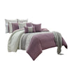 Benzara 10 Piece King Polyester Comforter Set with Textured Details, Purple and White