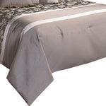Benzara 10 Piece King Polyester Comforter Set with Leaf Print, Platinum Gray
