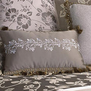 Benzara 10 Piece King Polyester Comforter Set with Leaf Print, Platinum Gray