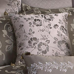 Benzara 10 Piece King Polyester Comforter Set with Leaf Print, Platinum Gray