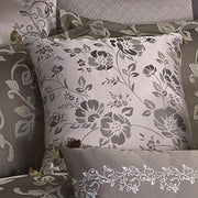 Benzara 10 Piece King Polyester Comforter Set with Leaf Print, Platinum Gray